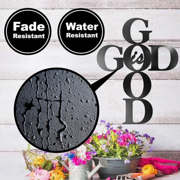 God is Good Metal Signs Decor, Black Metal Cross God is Good Sign Wall Decor - Picture 5 of 9